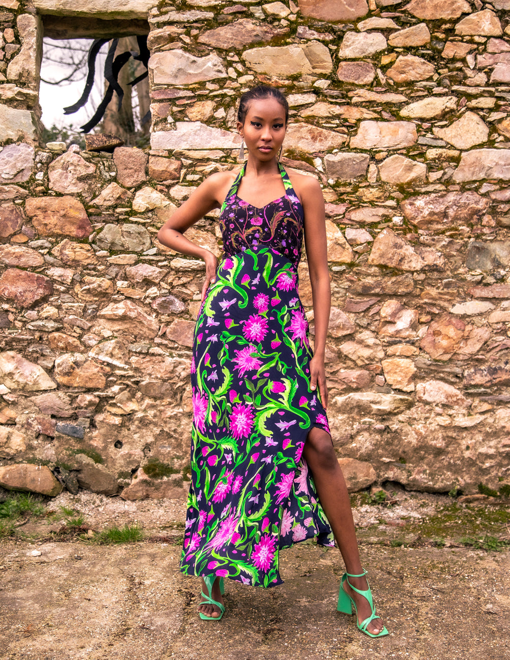 Black maxi dress with hotsell floral print